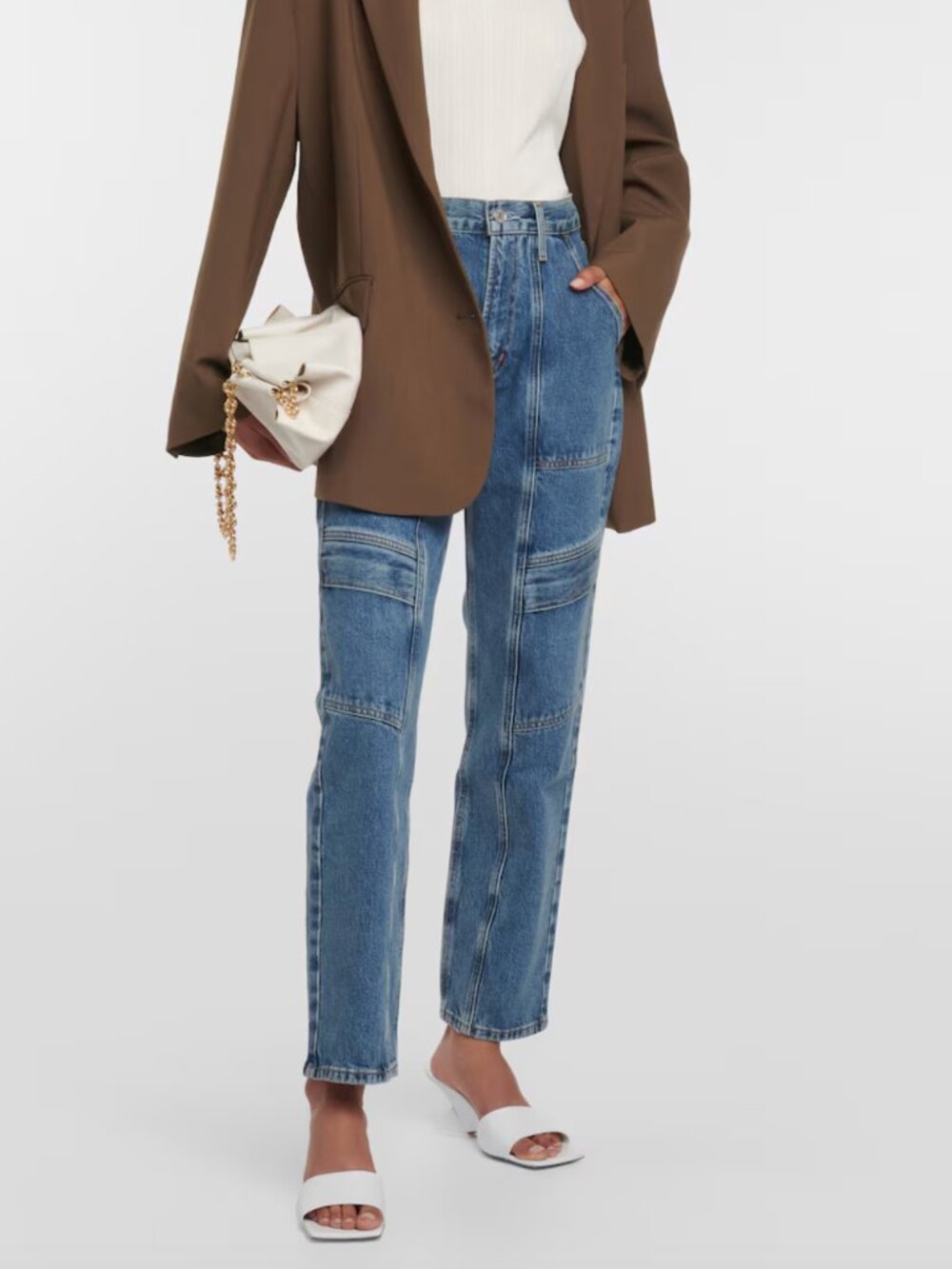Agolde Cooper Straight-Leg Patchwork Jeans in Blue
